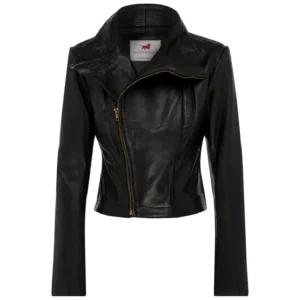 Women Black Genuine Leather Jacket2