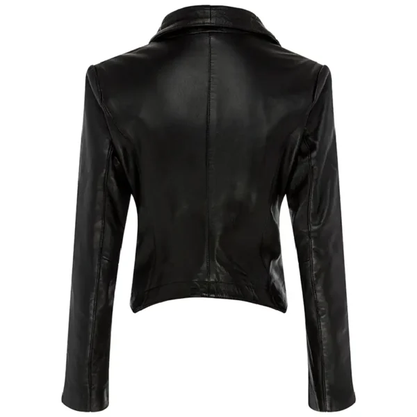 Women Black Genuine Leather Jacket2 - Image 4