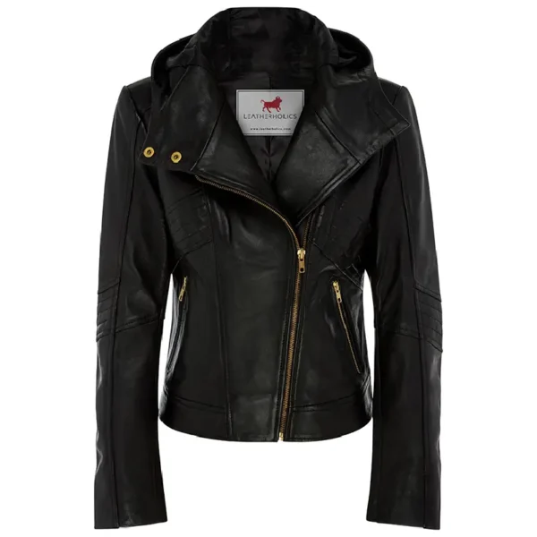 Women Black Genuine Leather Jacket3