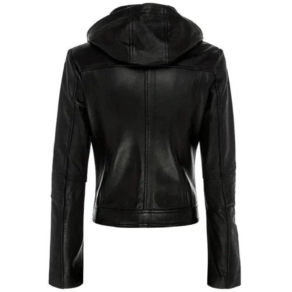 Women Black Genuine Leather Jacket3 - Image 2