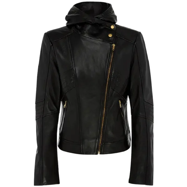 Women Black Genuine Leather Jacket3 - Image 4