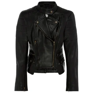 Women Black Genuine Leather Jacket4