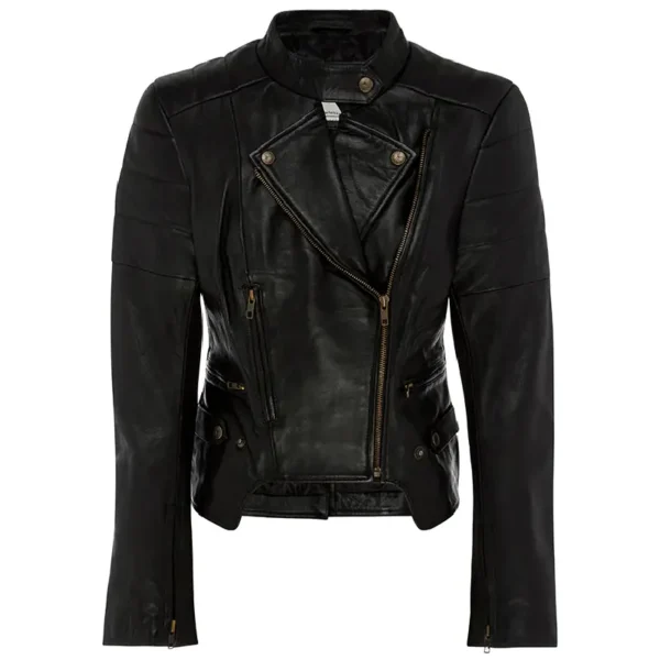 Women Black Genuine Leather Jacket4