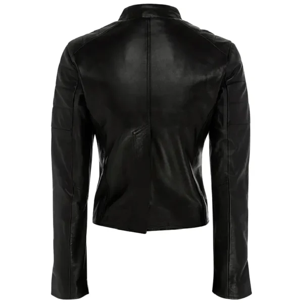Women Black Genuine Leather Jacket4 - Image 5