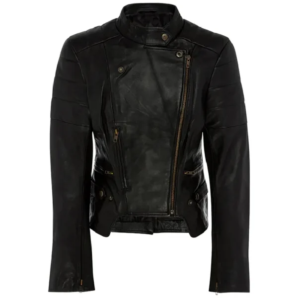 Women Black Genuine Leather Jacket4 - Image 3