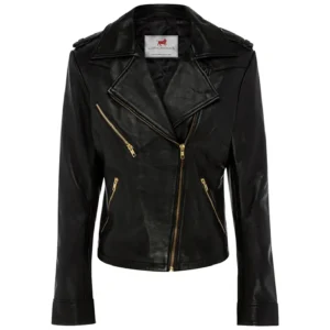 Women Black Genuine Leather Jacket6