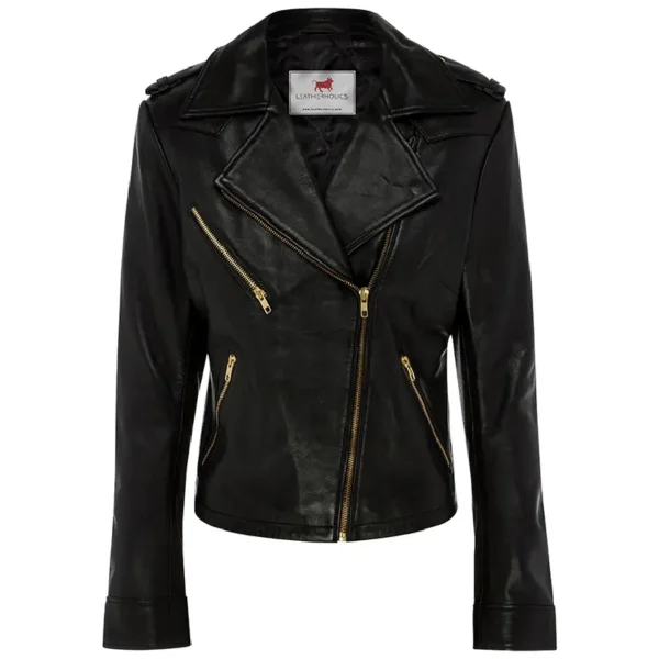 Women Black Genuine Leather Jacket6