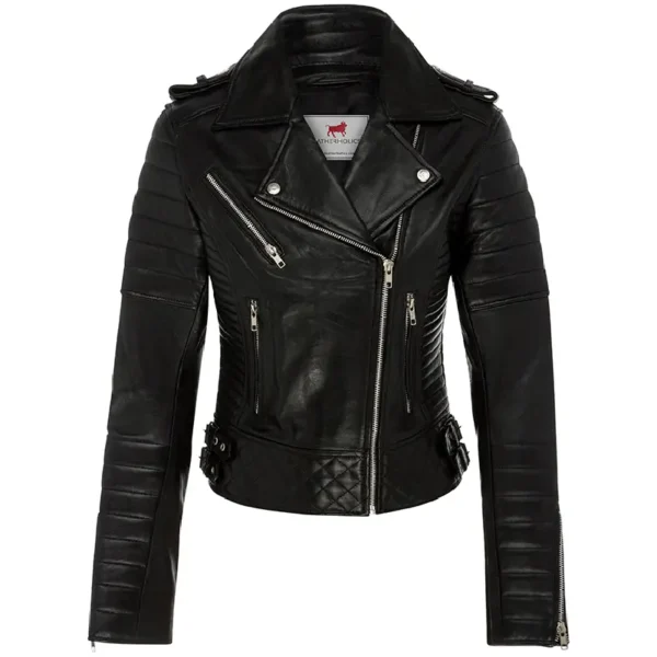 Women Black Genuine Leather Jacket7