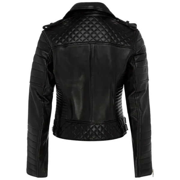 Women Black Genuine Leather Jacket7 - Image 2