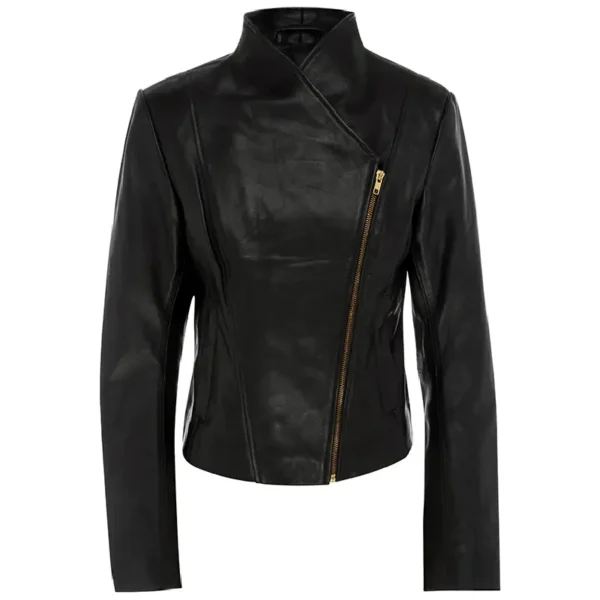 Women Black Genuine Leather Jacket8
