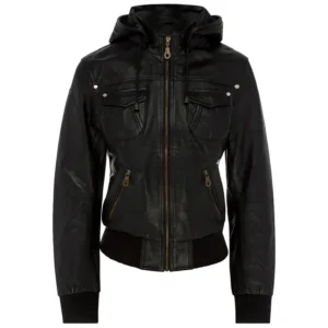 Women Black Genuine Leather Jacket9