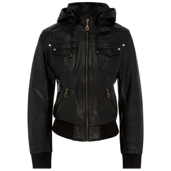 Women Black Genuine Leather Jacket9