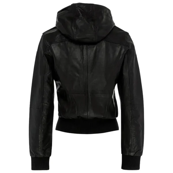 Women Black Genuine Leather Jacket9 - Image 2