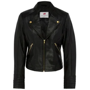 Women Black Genuine Leather Jacket10