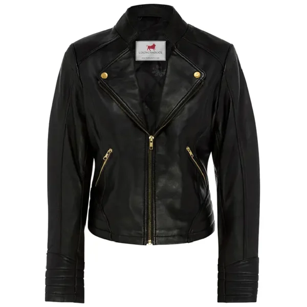 Women Black Genuine Leather Jacket10