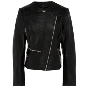 Women Black Genuine Leather Jacket11