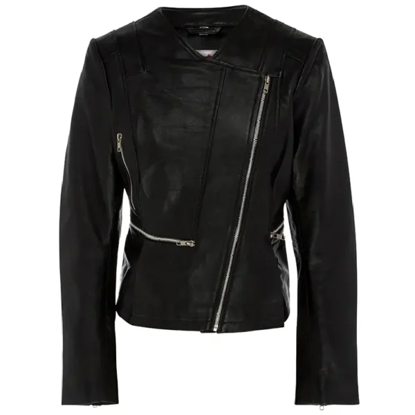 Women Black Genuine Leather Jacket11