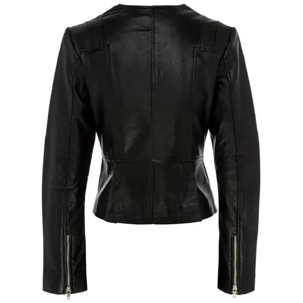 Women Black Genuine Leather Jacket11 - Image 4