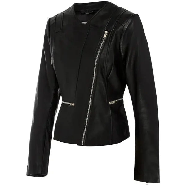 Women Black Genuine Leather Jacket11 - Image 3