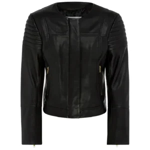Women Black Genuine Leather Jacket12