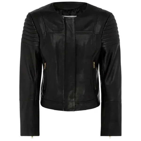Women Black Genuine Leather Jacket12