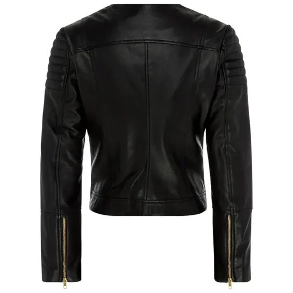 Women Black Genuine Leather Jacket12 - Image 2