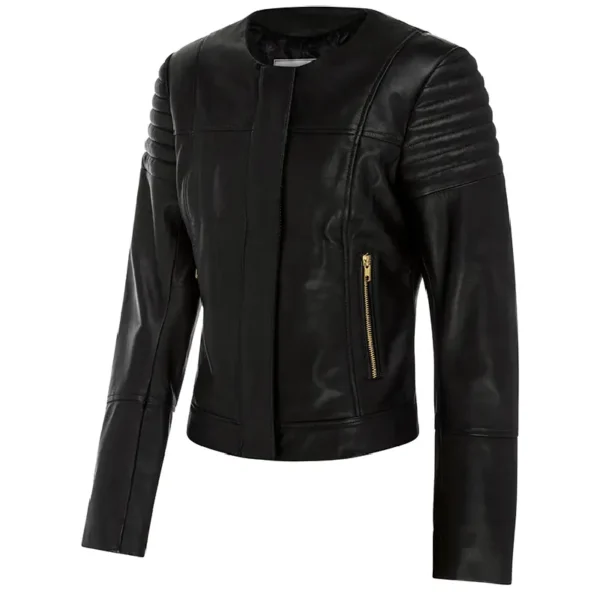 Women Black Genuine Leather Jacket12 - Image 3