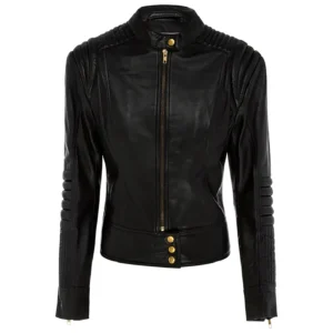 Women Black Genuine Leather Jacket13