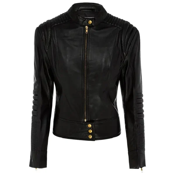Women Black Genuine Leather Jacket13