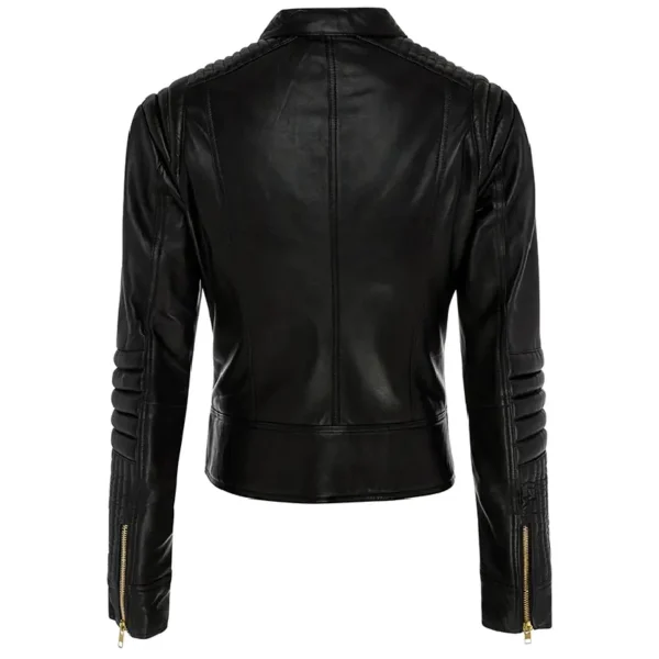 Women Black Genuine Leather Jacket13 - Image 4