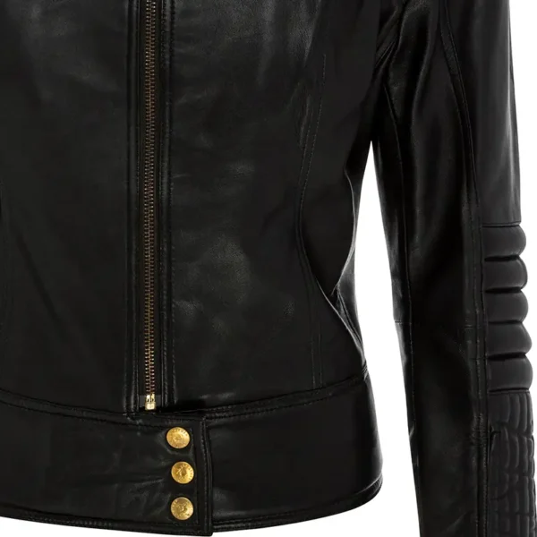 Women Black Genuine Leather Jacket13 - Image 2