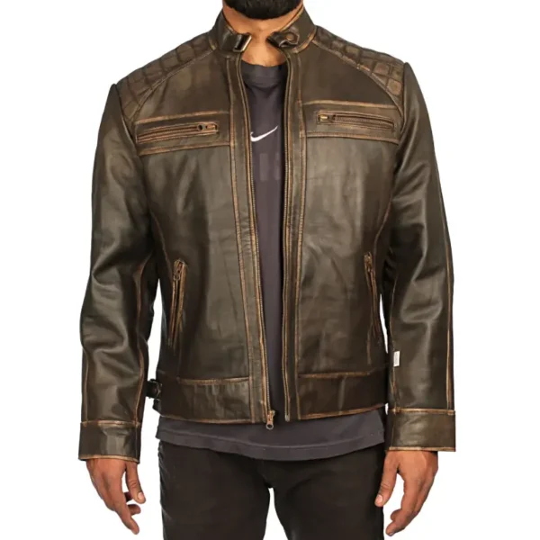 Men Black Genuine Leather Jacket2 - Image 2