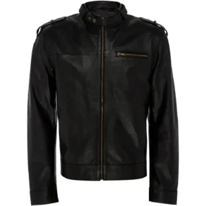 Men Black Genuine Leather Jacket3