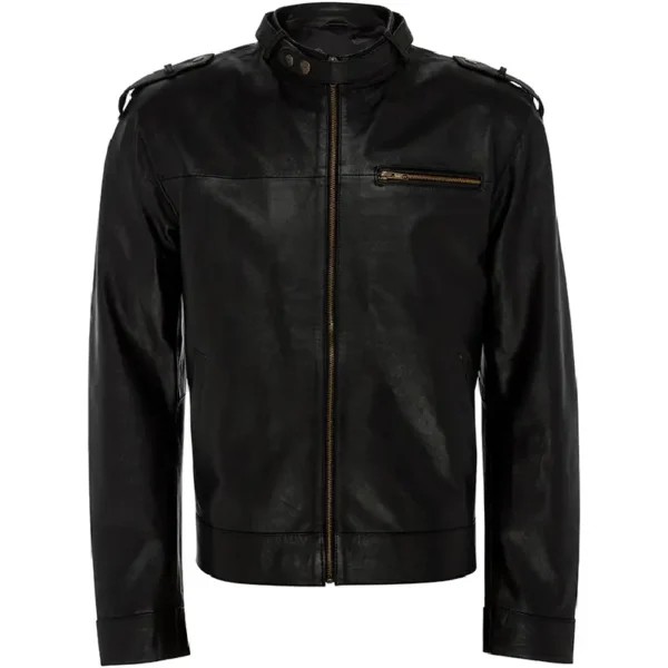 Men Black Genuine Leather Jacket3