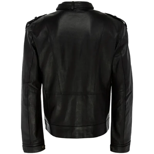 Men Black Genuine Leather Jacket3 - Image 2