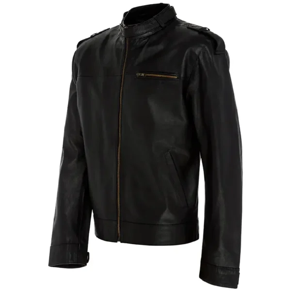 Men Black Genuine Leather Jacket3 - Image 4