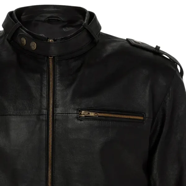 Men Black Genuine Leather Jacket3 - Image 3