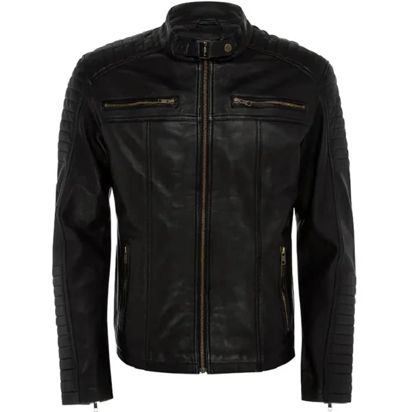 Men Black Genuine Leather Jacket4