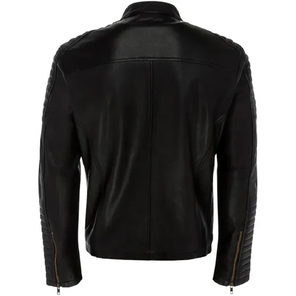 Men Black Genuine Leather Jacket4 - Image 2