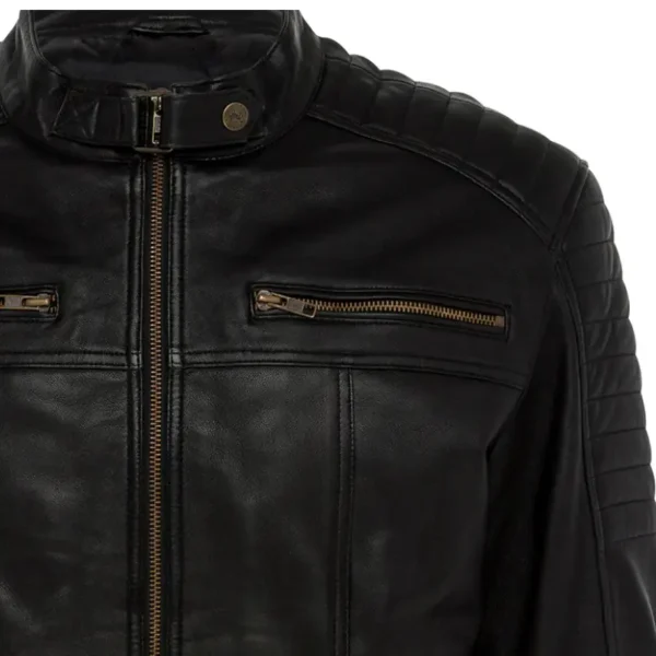 Men Black Genuine Leather Jacket4 - Image 4