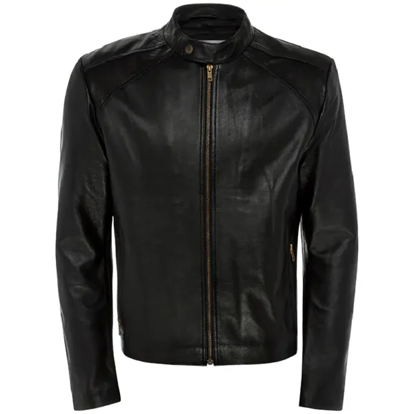 Men Black Genuine Leather Jacket5