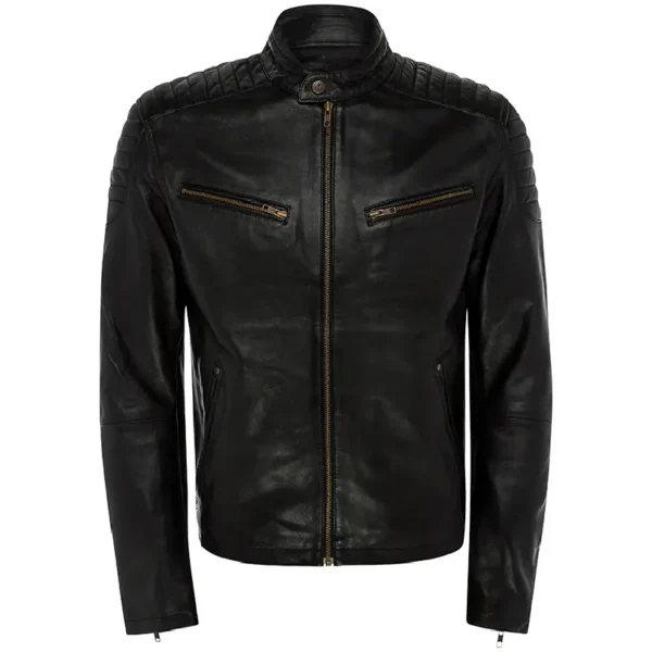 Men Black Genuine Leather Jacket6