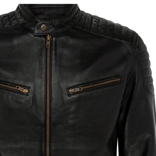 Men Black Genuine Leather Jacket6 - Image 4