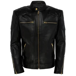 Men Black Genuine Leather Jacket8