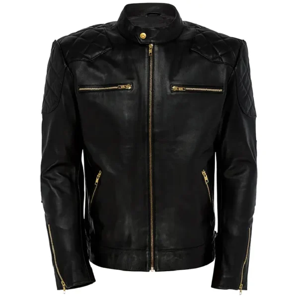 Men Black Genuine Leather Jacket8