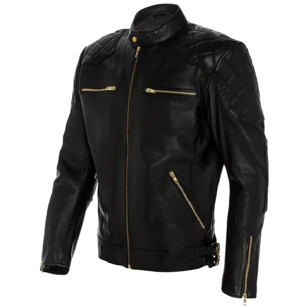 Men Black Genuine Leather Jacket8 - Image 4