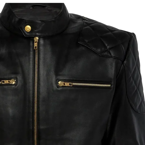 Men Black Genuine Leather Jacket8 - Image 3