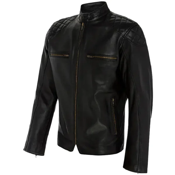 Men Black Genuine Leather Jacket11 - Image 3