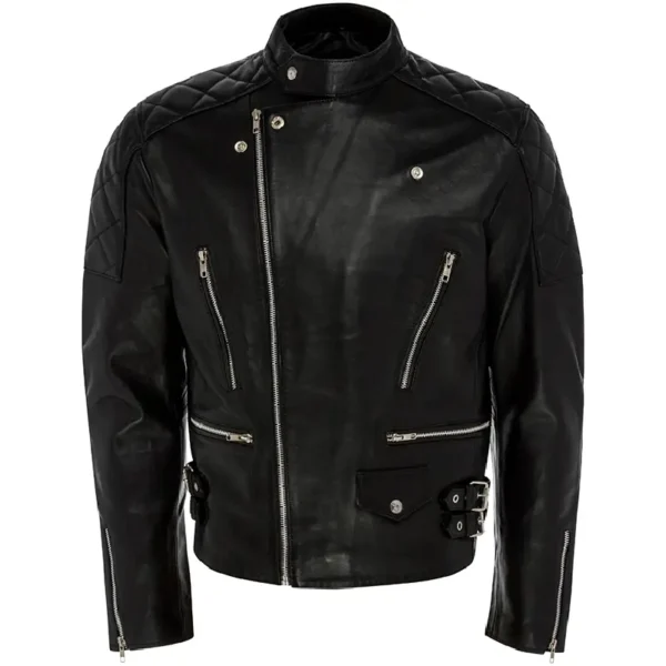 Men Black Genuine Leather Jacket12 - Image 2