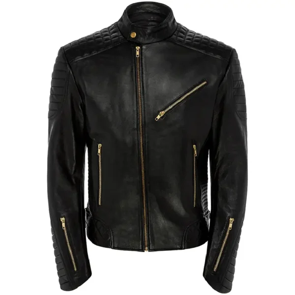 Men Black Genuine Leather Jacket14